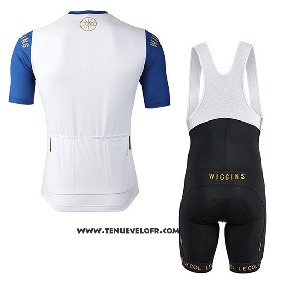 2019 Maillot Ciclismo Lecol Blanc Bleu Manches Courtes et Cuissard